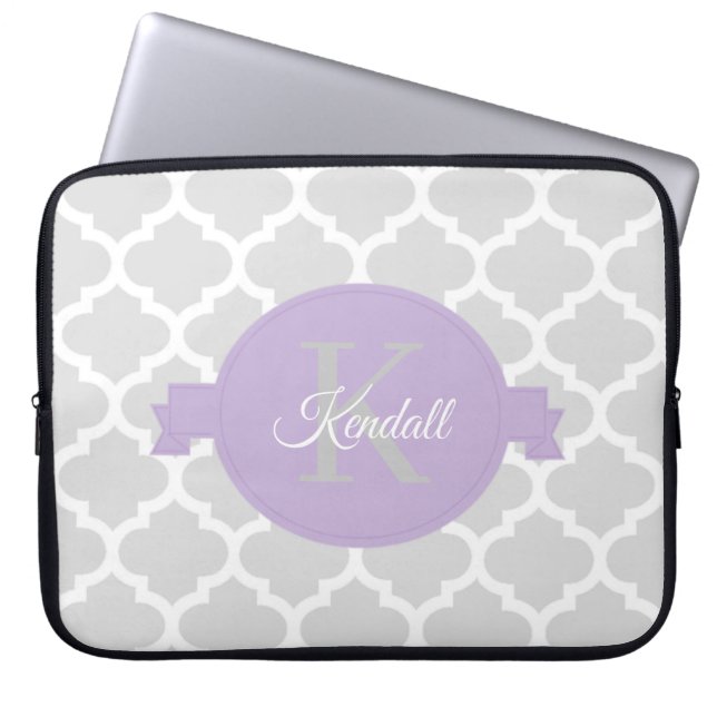 Lavender Quatrefoil Personlig Laptop sleeve (Framsidan)
