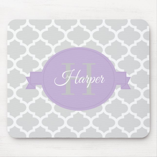 Lavender Quatrefoil Personlig Mouse Pad Musmatta (Framsidan)