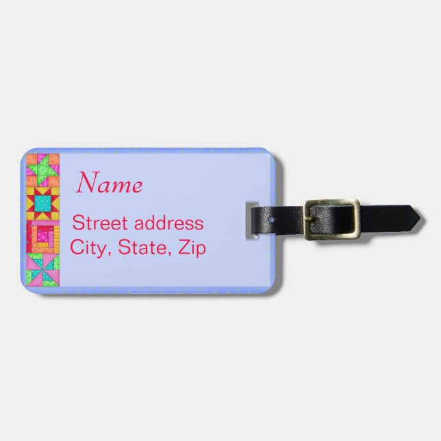 Lavender Quilt Block Luggage eller Sewing Maskin M Bagagebricka (Horisontell Framsida)