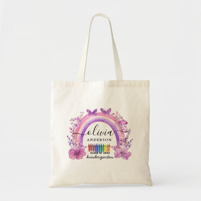 Lavender Rainbow Personlig Kids Tote Bag Tygkasse (Framsidan)