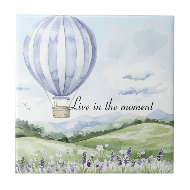 Lavender Rand Balloon Blommigt Möhippa Kakelplatta (Framsidan)
