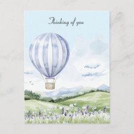 Lavender Rand Balloon Blommigt Thinking Vykort