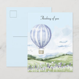 Lavender Rand Balloon Blommigt Thinking Vykort