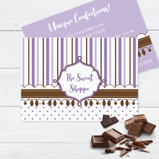 Lavender Rand Candy Sweet Shoppe Visitkort (Skapare uppladdad)