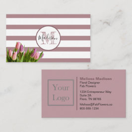 Lavender Rand och Tulips Monogrammed Visitkort