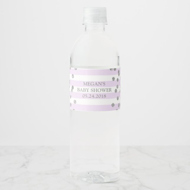 Lavender Rand Silver Confetti babykläder etikett (Framsida)