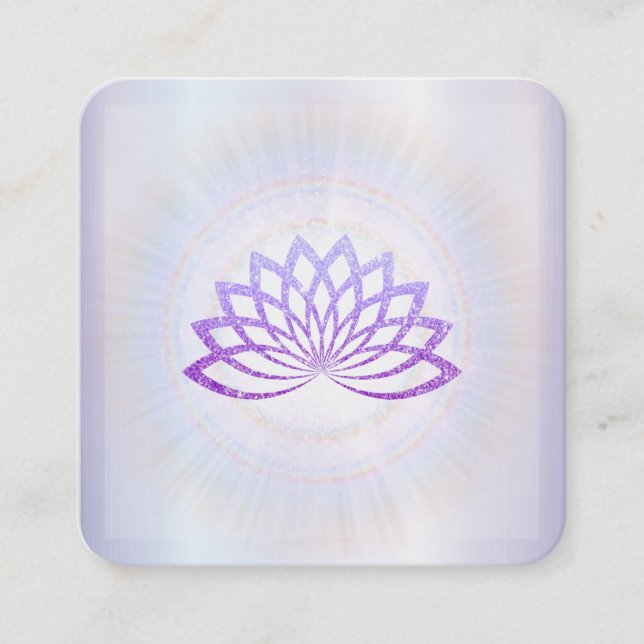 *~* Lavender Rays Reiki Energy Healing Lotus Fyrkantigt Visitkort (Framsida)
