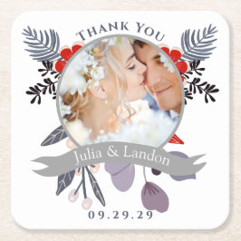 Lavender Red Blue Wildblommor Bloom Wanden Bröllop Underlägg Papper Kvadrat