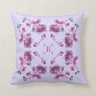 Lavender Red Violet Orchids Square Pillow Kudde