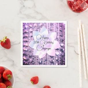 Lavender Rhinestones Personlig Birthday Pappersservett