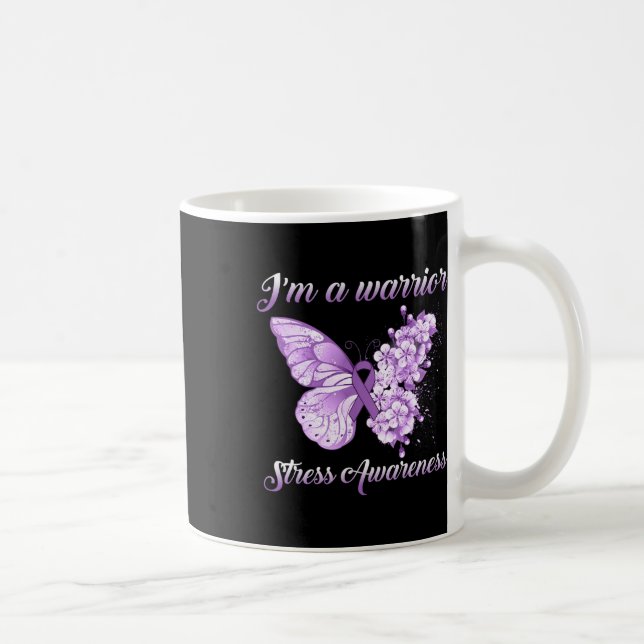 Lavender Ribbon Butterfly I's A Warrior Stressar A Kaffemugg (Höger)