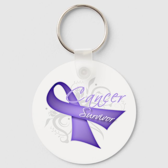 Lavender Ribbon - Cancer Survivor Nyckelring (Framsida)