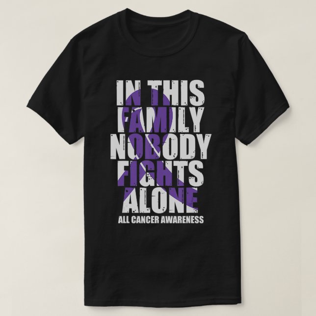 Lavender Ribbon Family All Cancer Awareness T Shirt (Design framsida)