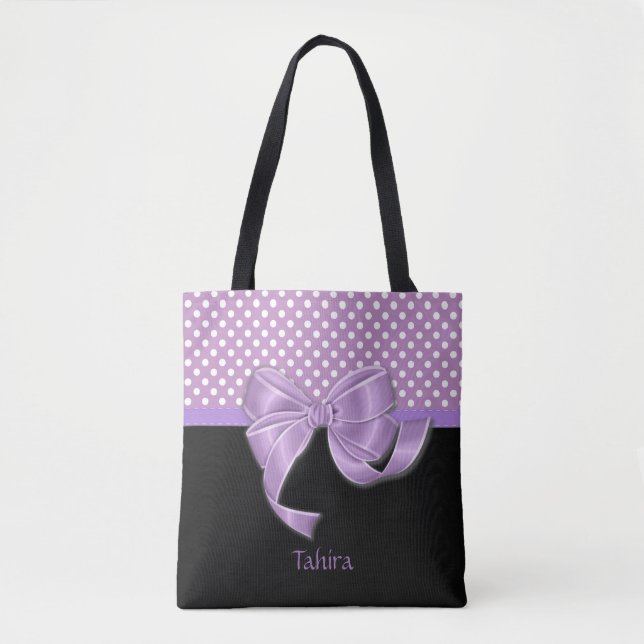 Lavender Ribbon och Polka dots Tygkasse (Framsida)