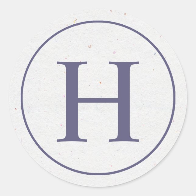 Lavender Ring Monogram Sticker Runt Klistermärke (Framsida)