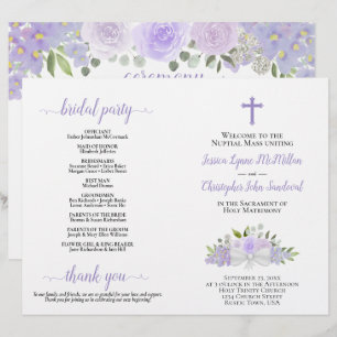 Lavender Ro DIY Fold Catholique Bröllopsprogram