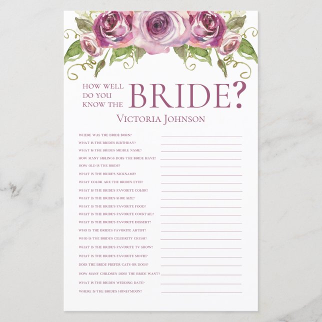 Lavender Ro hur bra vet du om briden? (Framsida)