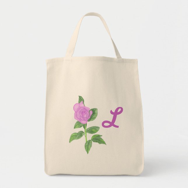 Lavender Ro Painting, Monogram Tote bags Tygkasse (Framsidan)