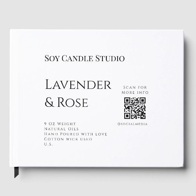 Lavender ro sojaläck, lägg till q r code tex gästböcker (Framsida)