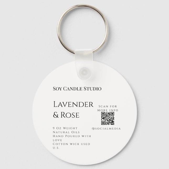 Lavender ro sojaläck, lägg till q r code tex nyckelring (Framsida)