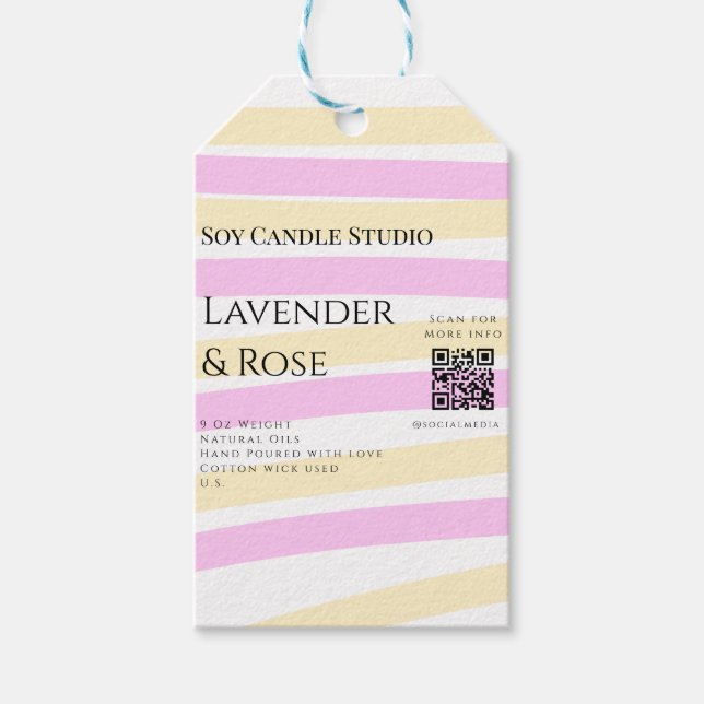 Lavender ro sojaläck, lägg till q r code tex presentetikett (Framsidan)