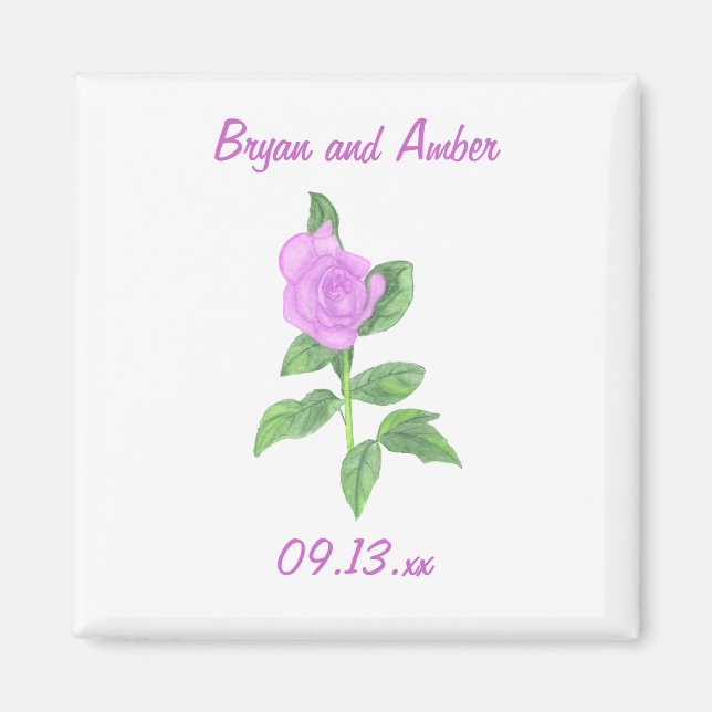 Lavender Ro Spara datumet bröllop magnet (Framsidan)