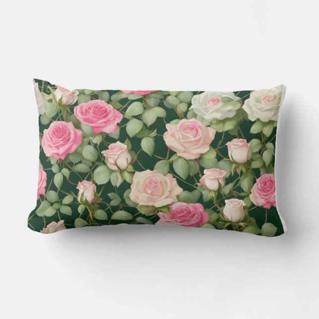 Lavender Ro Vine Long Pillow - Elegant Blommigt Co Lumbarkudde (Framsida)