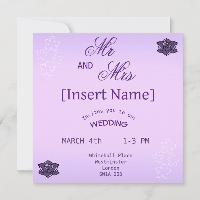 Lavender Ro & White Sakura Blommigt Bröllop Inbjudningar (Framsida)