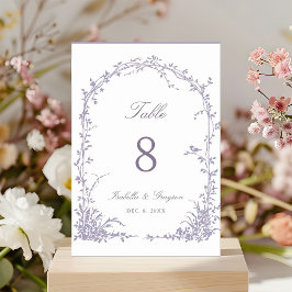 Lavender Romantic Botanical Arch Garden Wedding Bordsnummer