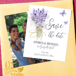 Lavender romantiska fjärilar spara datumet