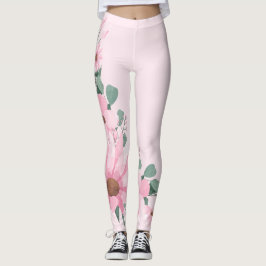 Lavender  Rosa Blommigt Leggings