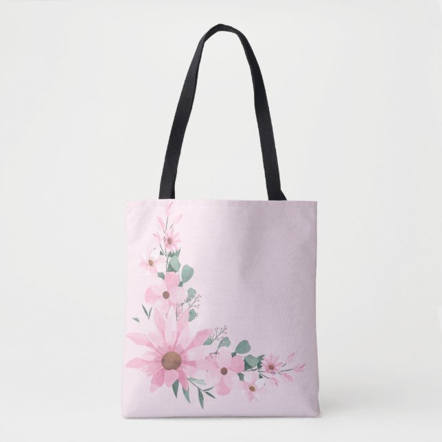 Lavender , Rosa Blommigt Tote Tygkasse (Framsida)