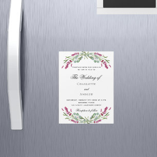 Lavender rosa blommigts Greenere lyxury bröllop Magnetisk Inbjudningskort