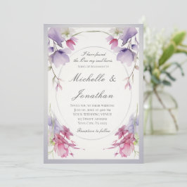 Lavender Rosa Flowers Bible Christian Bröllop Inbjudningar