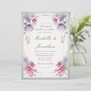 Lavender Rosa Flowers Bible Christian Bröllop Inbjudningar