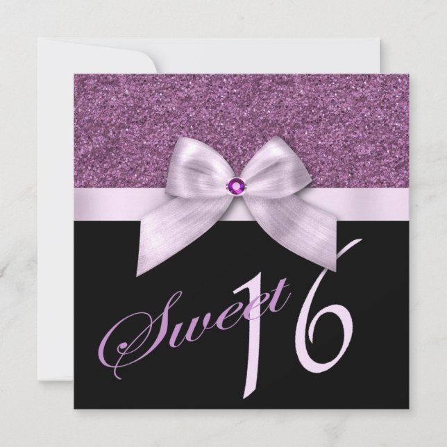 Lavender Rosa Glitter Gem Sweet sixteen födelsedag Inbjudningar (Framsida)