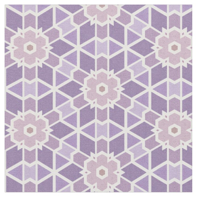 Lavender & Rosa Kaleidoscope Flower Mönster Tyg (Närbild)
