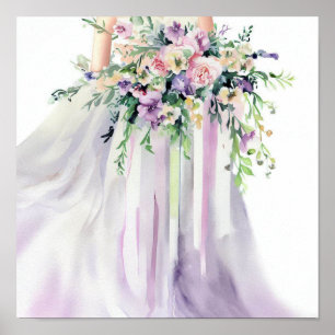 Lavender & Rosa, Möhippa Cascading Bouquet 1, Poster