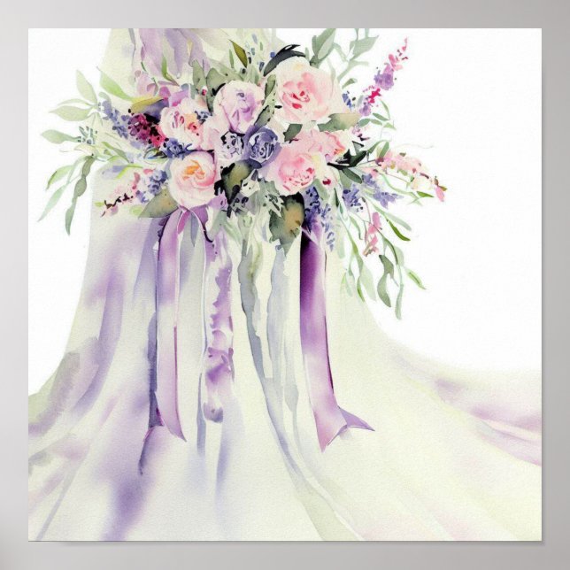 Lavender & Rosa, Möhippa Cascading Bouquet 2, Poster (Framsidan)