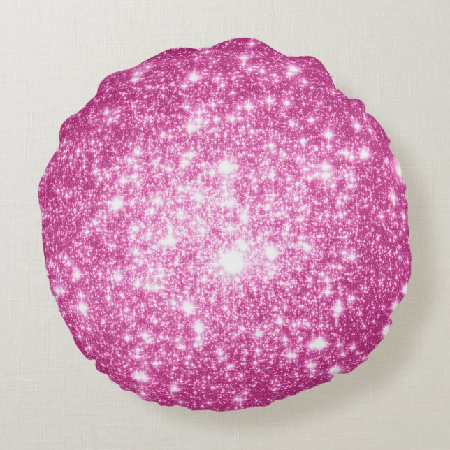 Lavender Rosa Stars Round Pillow Rund Kudde (Baksidan)