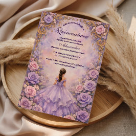 Lavender Rose Fairytale Quinceañera Inbjudningar
