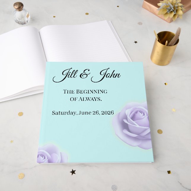 Lavender Rose Wedding Guest Book Gästböcker (Framsidan öppen)