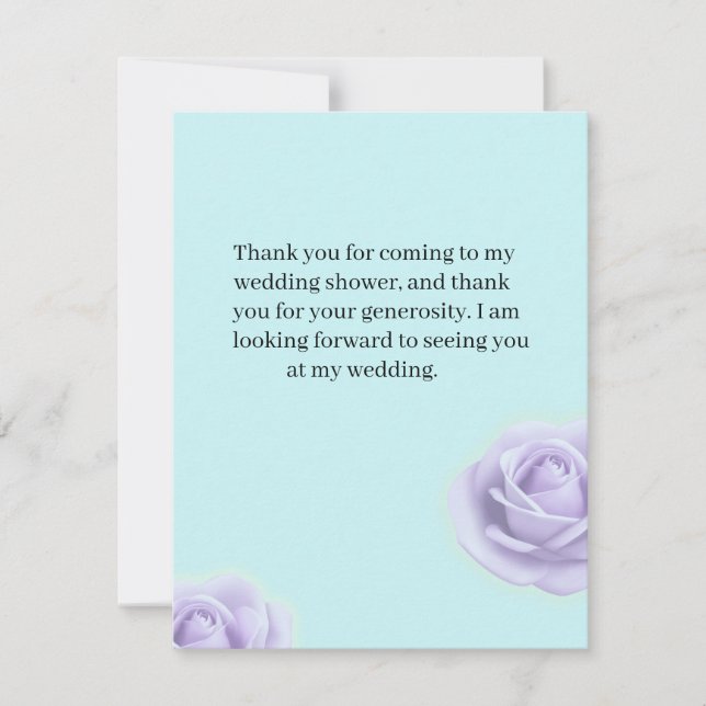 Lavender Rose Wedding Shower Thank You Note Tack Kort (Framsida)