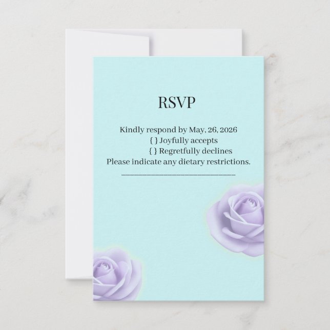  Lavender Rose With Blue Wedding RSVP OSA Kort (Framsida)