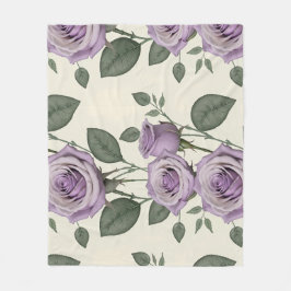 Lavender Roses With Silver And Green Leaves  Fleecefilt