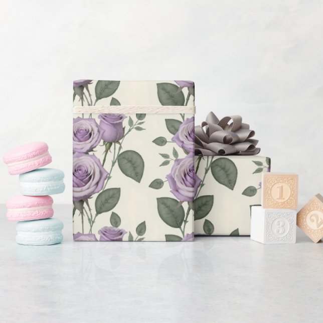 Lavender Roses With Silver And Green Leaves  Presentpapper (Baby Shower)