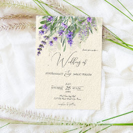 Lavender Rustiland vintage bröllop QR Inbjudningar