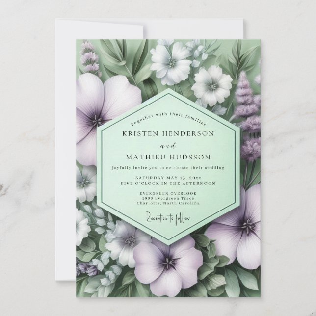 Lavender Sage Botanical Wedding Inbjudningar (Framsida)