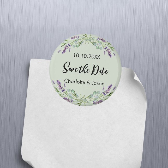 Lavender Sage grönt bröllop spara datum magnet (Skapare uppladdad)