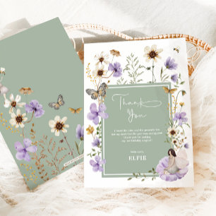 Lavender Sage Grönt Wildblomme Fairy Birthday Tack Kort
